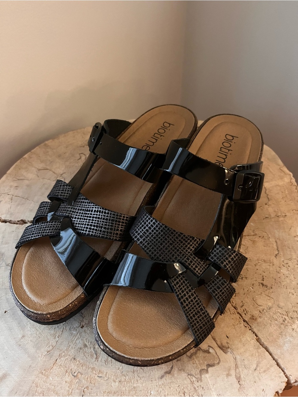 Biotime - Patent Strappy Slide Sandals
